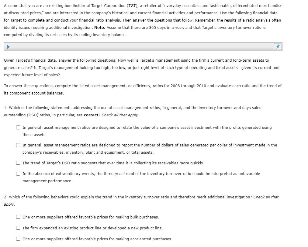 Income Statement 2010 2009 Sales $65,786,000,000 $63,435,000,000 Less: Cost of goods sold