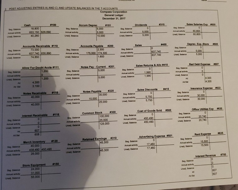 T-account is provided to assist you in your calculations, the official ledger