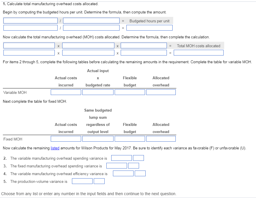 Products uses standard costing. It allocates manufacturing overhead (both variable and fixed)