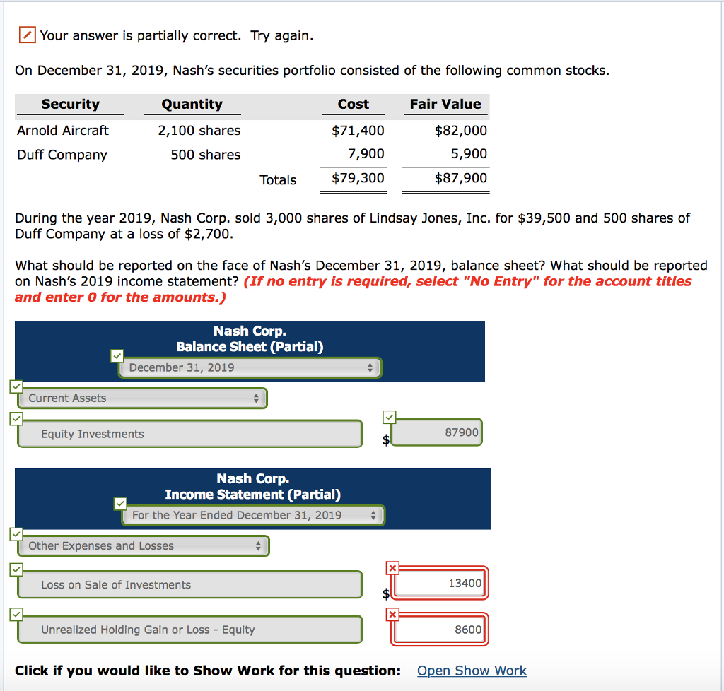 securities portfolio consisted of the following common stocks Quantity 1,000 shares 2,100