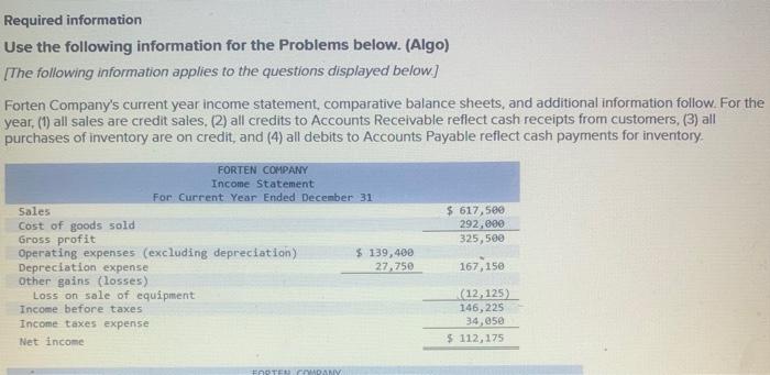  1. Prepare a complete statement of cash flows using tge indirect