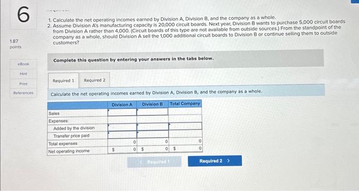 and the company as a whole. PLSSSS HELLLLPPPPPP Exercise 11-7 (Static) Transfer