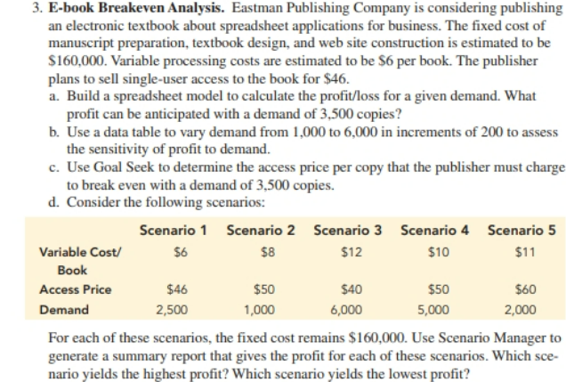 Solve and show functions and steps in microsoft excel please 3. E-book