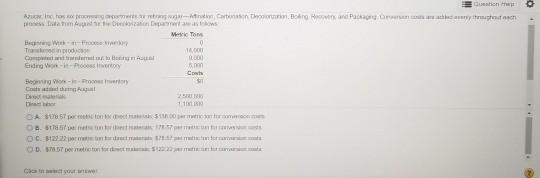 Compute the cost per equivalent unit for direct materials and conversion