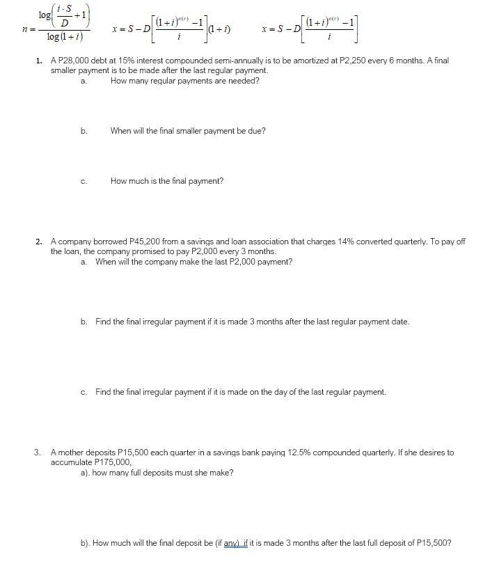 (1-(1+i) CP = DP+R 1. To have his own pad, James decided