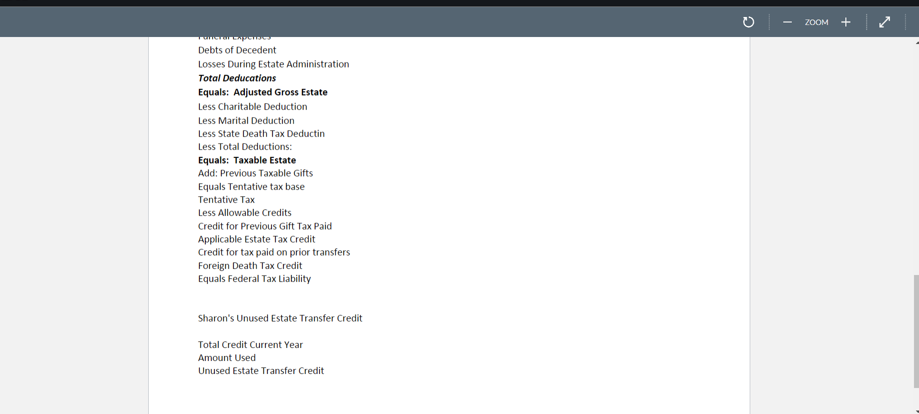 death. When she dies she and Mark had the following property. Assume
