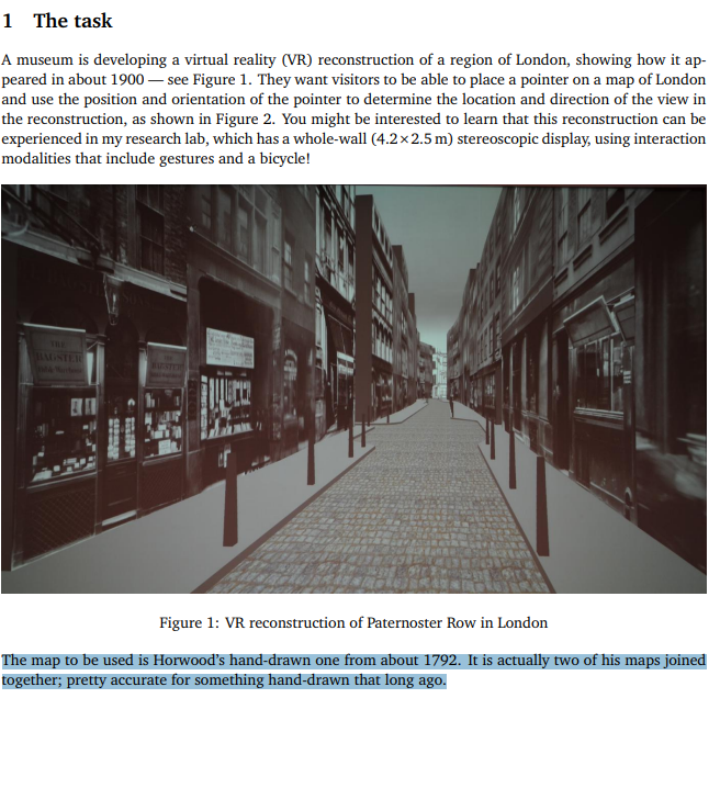  1 The task A museum is developing a virtual reality (VR)