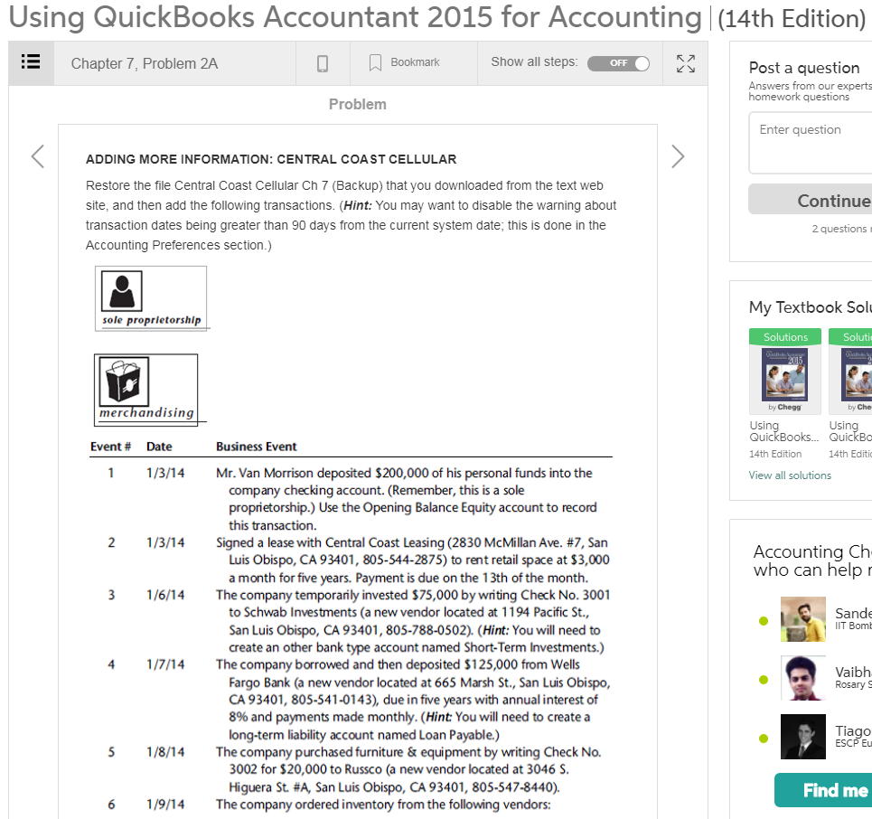 QuickBooks Accountant 2015 for Accounting (14th Edition) Complete chapter 7 assignment 2