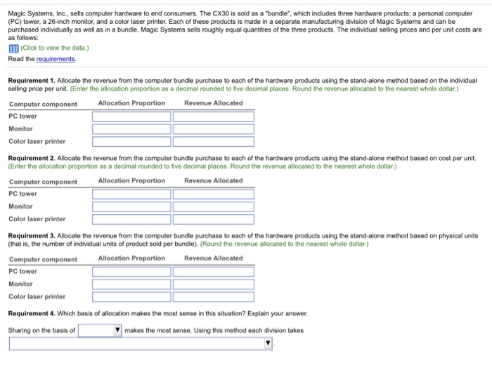  Magic Systems, Inc., sells computer hardware to end consumers. The CX30