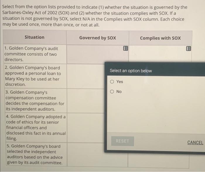Need the answers only. Need it quick! Select from the option lists