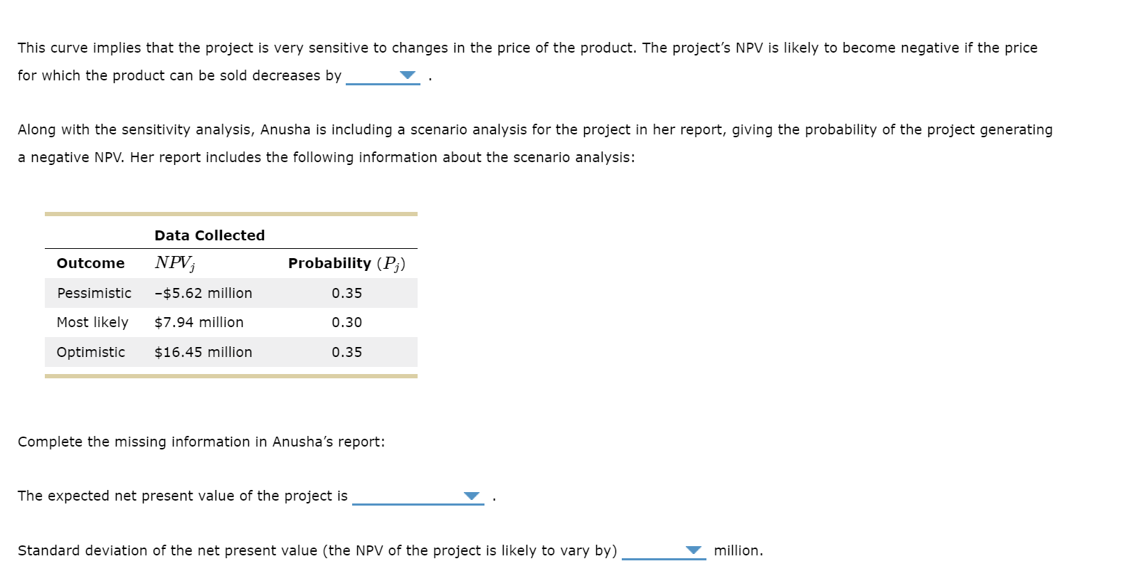 different input variables and assumptions. The procedure in which a set of