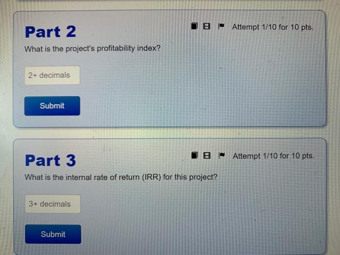 following series of cash flow from assets (in \$ million): The required