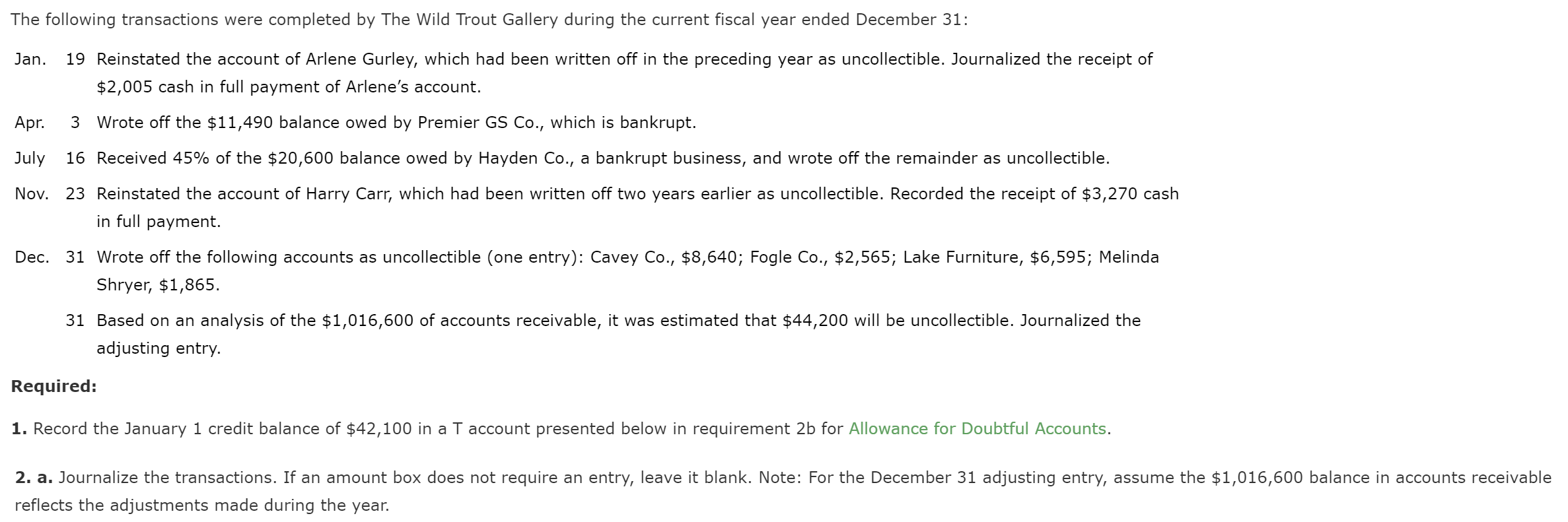 Hello, can I please get some help with an accounting problem for