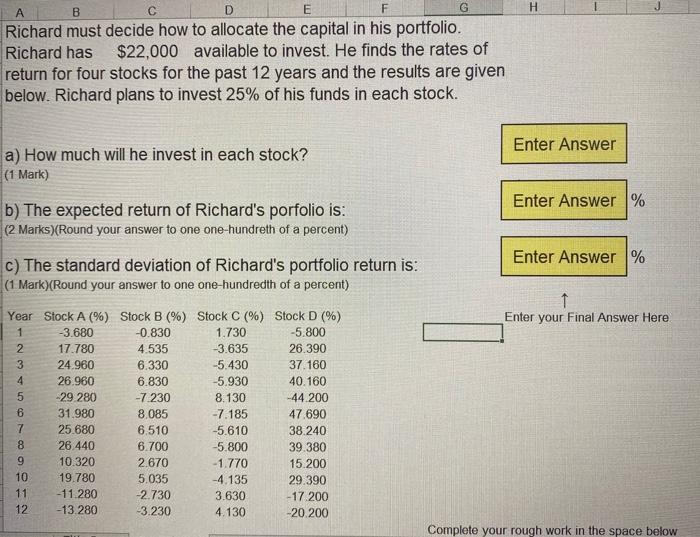please show work B A C D E G F H Richard