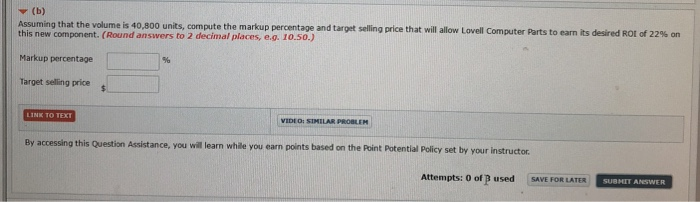 the process of setting a selling price on a new component it