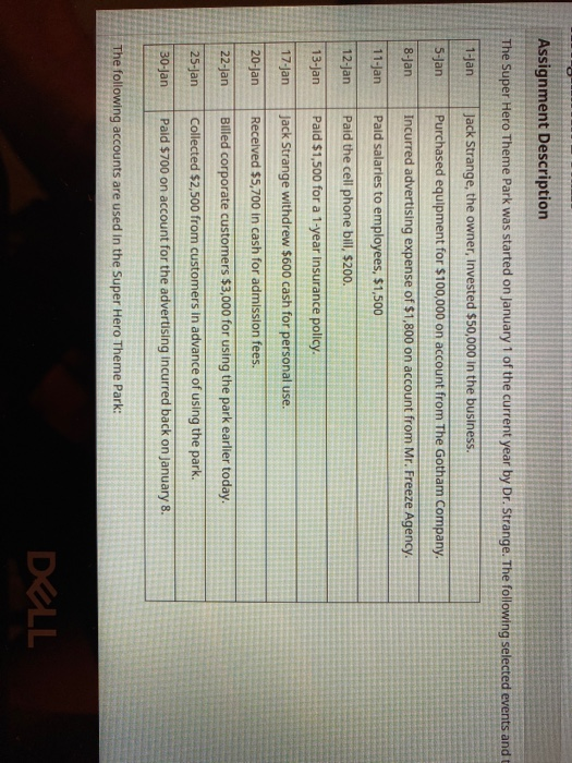  Assignment Description The Super Hero Theme Park was started on January