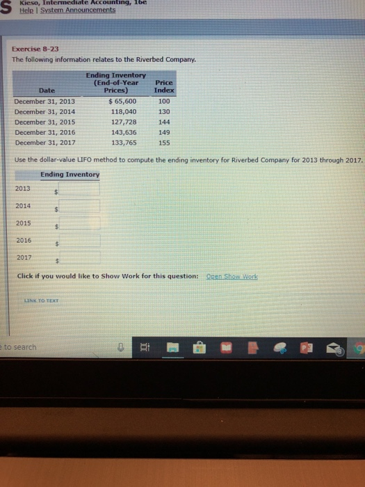  Kieso, Intermediate Accounting, 1be Help I System Announcements Exercise 8-23 The