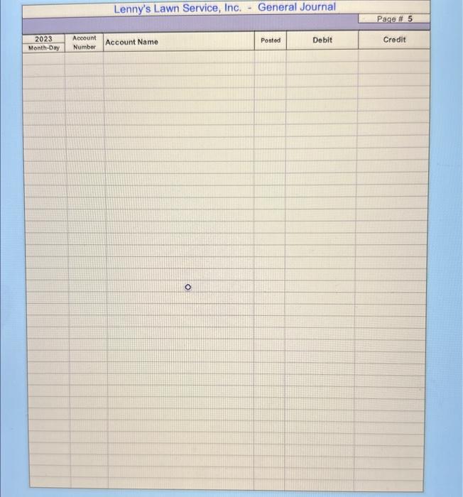 the mower dealer. July 1 Pay $500.00 cash for the July truck