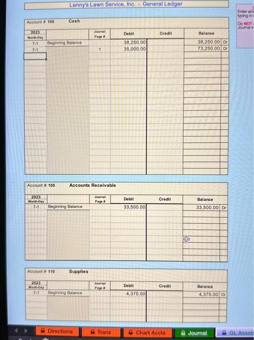 rental. July 3 Invoice a new customer $4,480.00 for a completed mowing