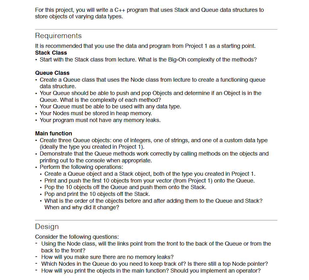 Below are the instructions, followed by all necessary code/data. Stack.h: #ifndef NODEB_STACK_H