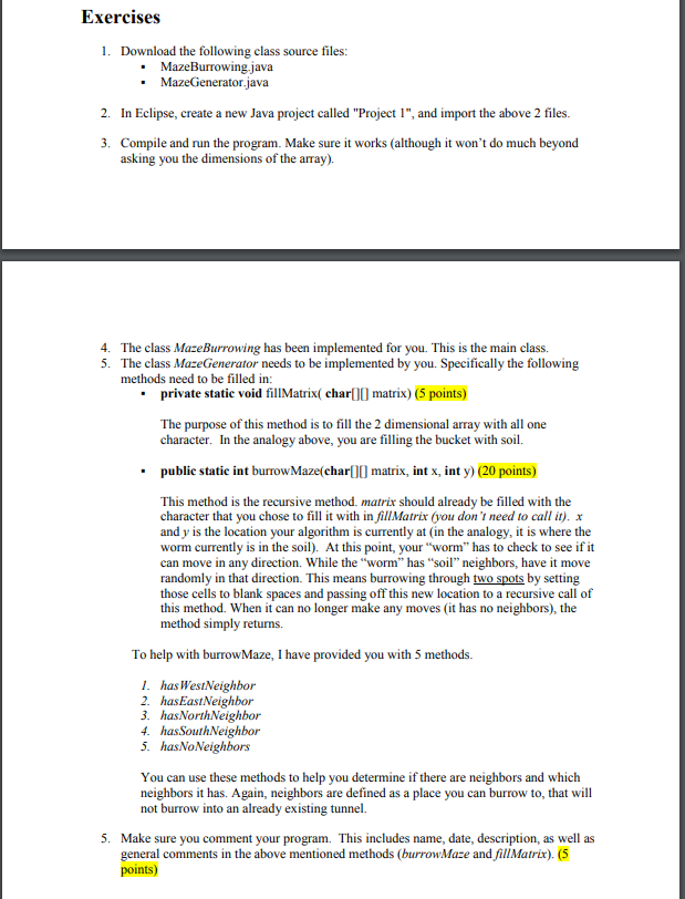 Entry level Java Programing Homework ////////////////////////////////////////////////////////////////////////////////////////////////////////////////////////////////////////////////////////////////////////// MAZEBURROWING CLASS ////////////////////////////////////////////////////////////////////////////////////////////////////////////////////////////////////////////////////////////////////////// import java.util.Random; import