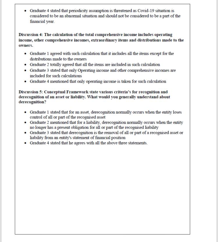 related to accounting standards amongst a few fresh graduates. Each graduate had