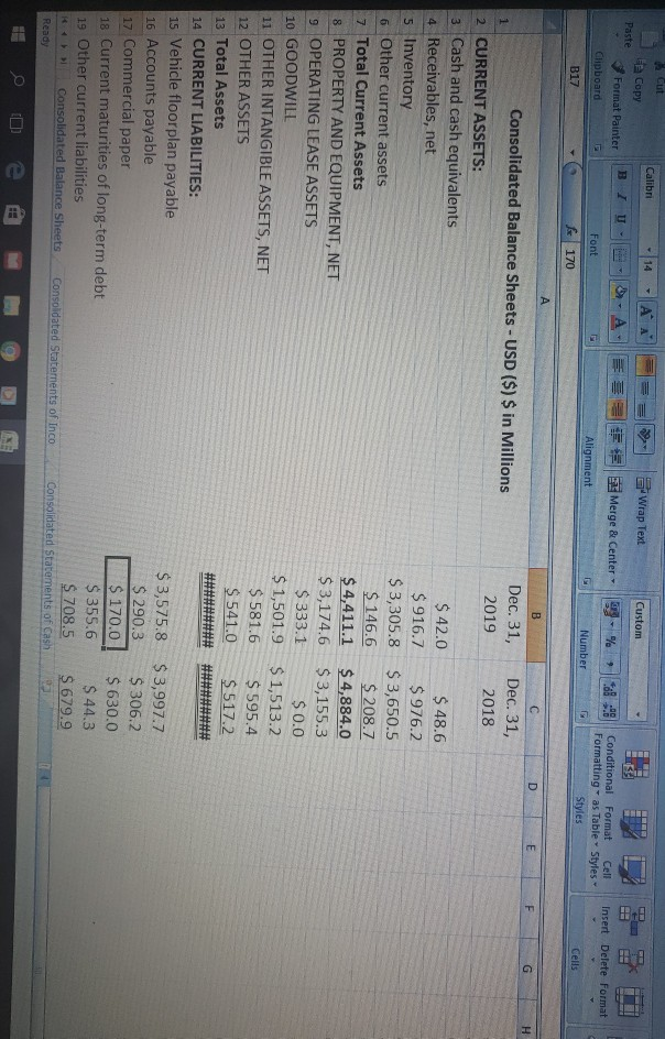 Working capital Net cash provided by operating activities Appears in the statement