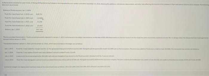 Please show work. please show work. Ixt A depreciation schedule for semi-trucks
