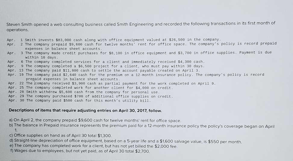 Steven Smith opened a web consulting business called Smith Engineering and