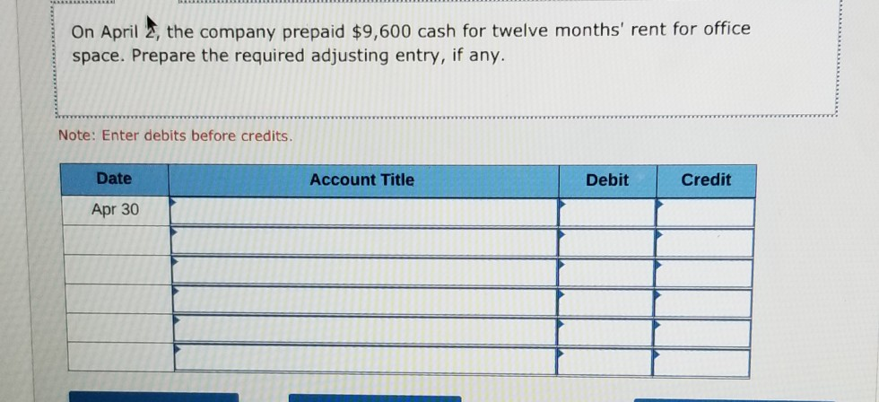 recorded the following transactions in its first month of operations Apr. 1