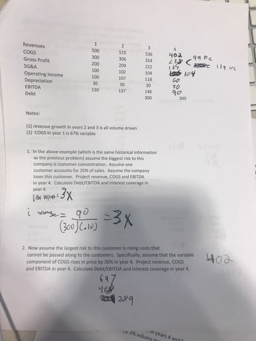 Question #2 using the numbers above. Disregard the year 4 projections