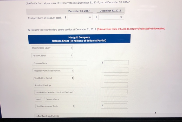 sheet of Marigold Company showed the following stockholders' equity data at December
