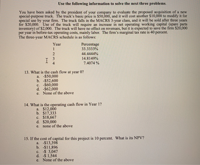  Use the following information to solve the next three problems. acquisition
