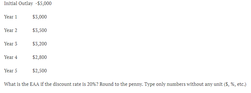 What is the EAA if the discount rate is 20%? Round to
