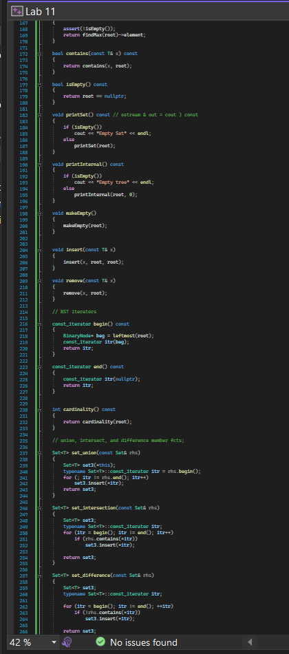 set union function is to be a template function with header template