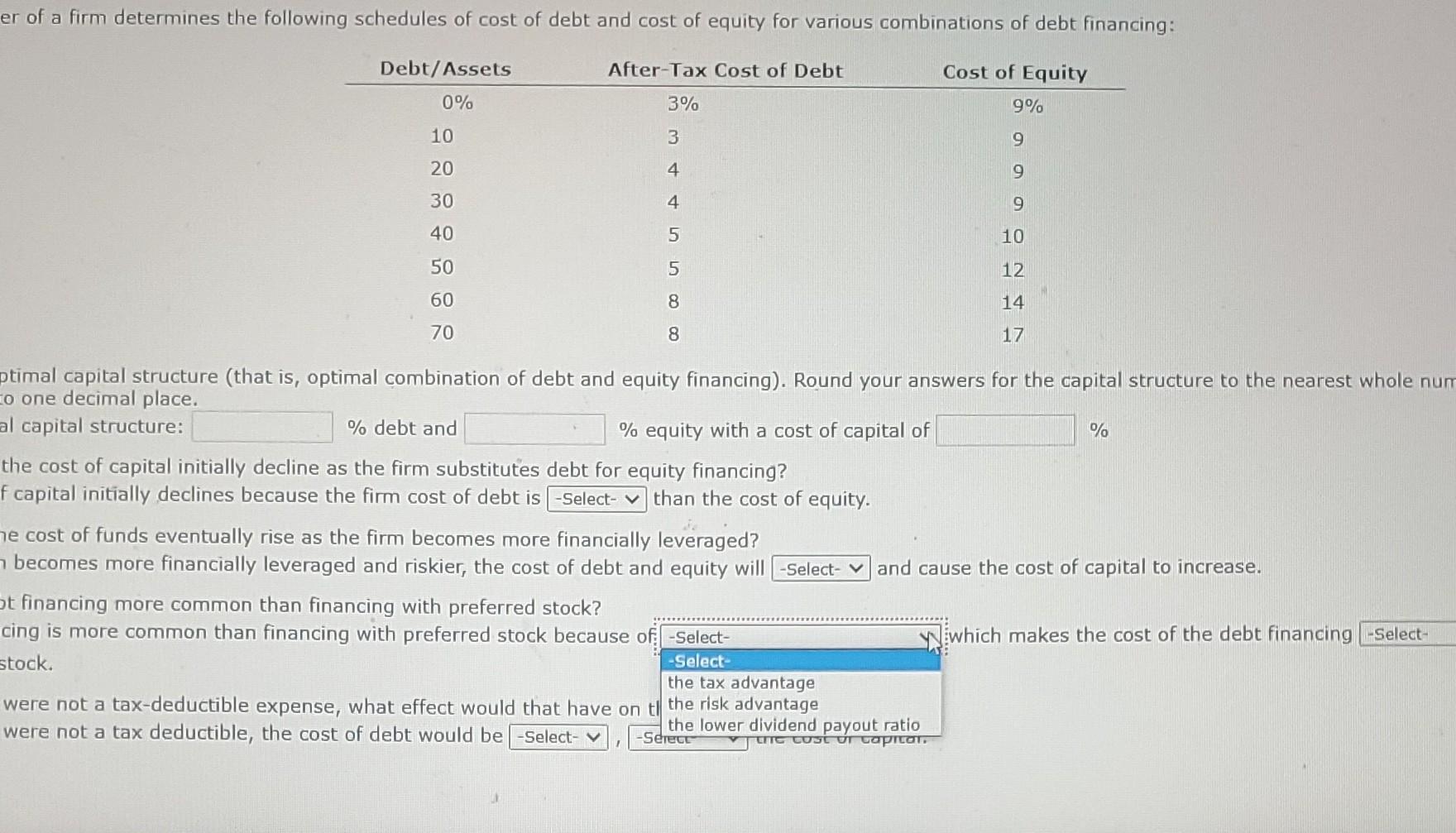the nearest whole number and for the cos of capital to one