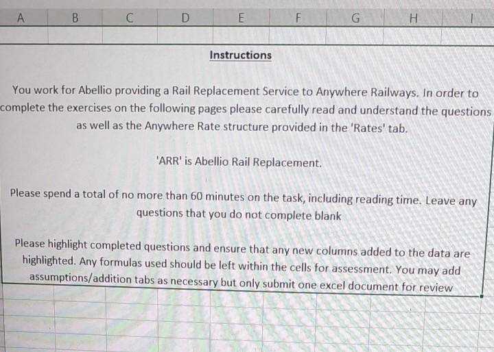  A B D E F G Instructions You work for Abellio