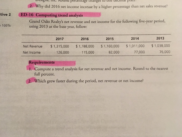  Bs, Nound percentage changes to one decimpiacc 2. Why did 2016