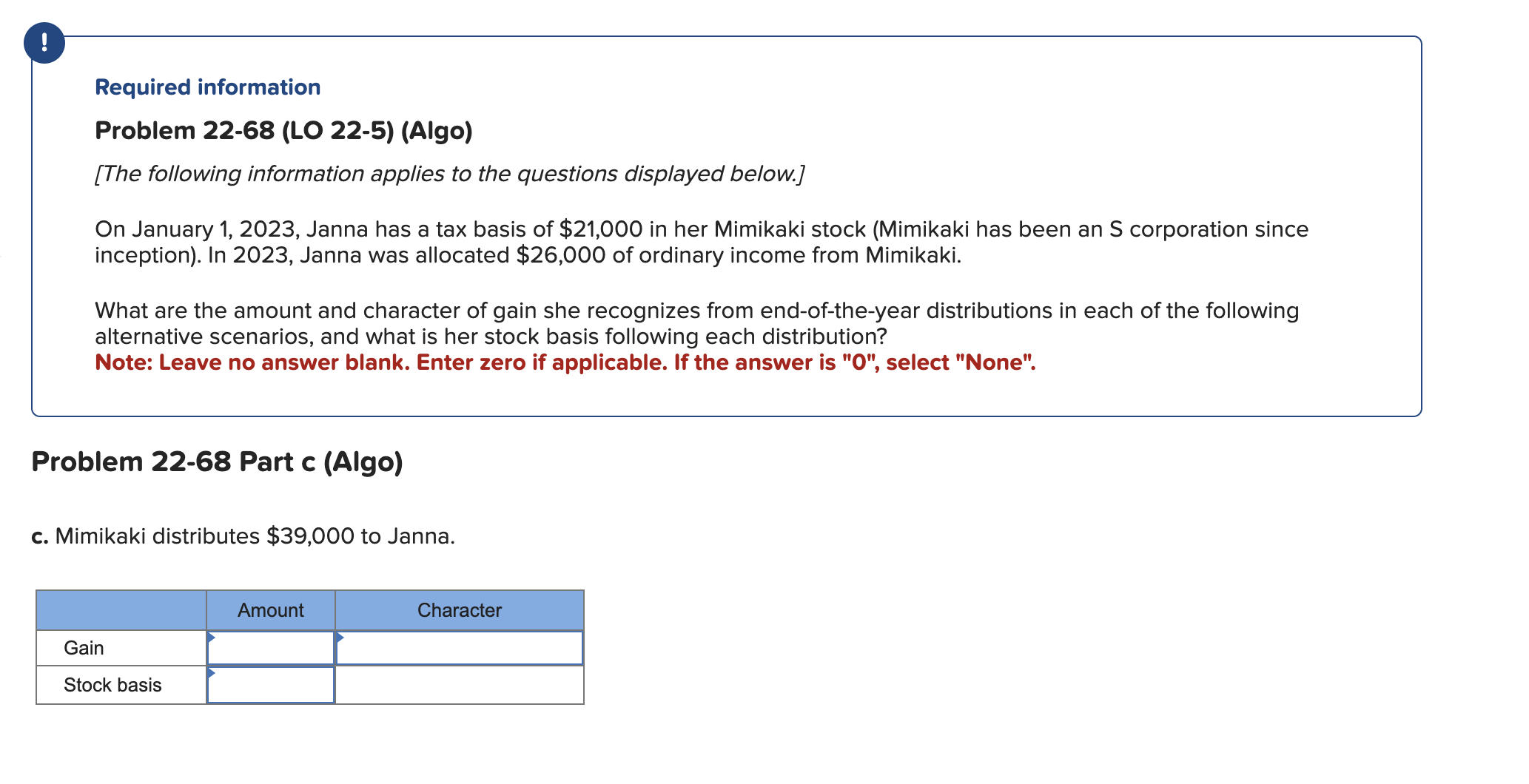  ! Required information Problem 22-68(LO 22-5)(Algo) [The following information applies to