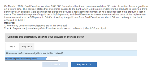  On March 1,2024, Gold Examiner receives $169,000 from a local bank