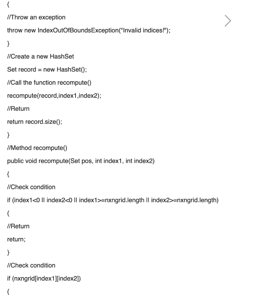 squares. Assume that the grid is represented by a two-dimensional array. Write