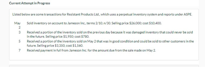  Current Attempt in Progress May Listed below are some transactions for