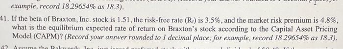 question 41 example, record 18.29654% as 18.3 ). 1. If the beta