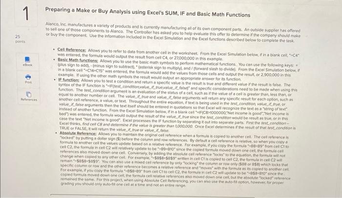  1 Preparing a Make or Buy Analysis using Excel's SUM, IF