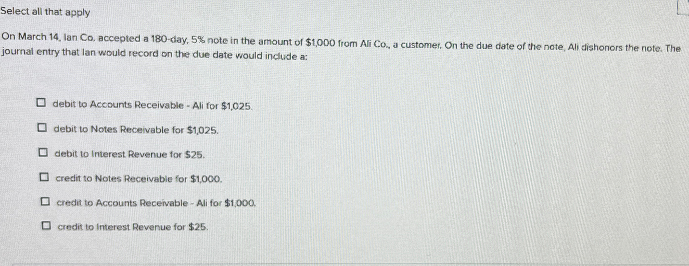  Select all that apply On March 14, lan Co. accepted a