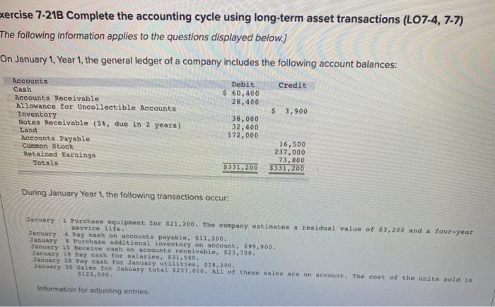  Basic information Questions exercise 7-218 Complete the accounting cycle using long-term