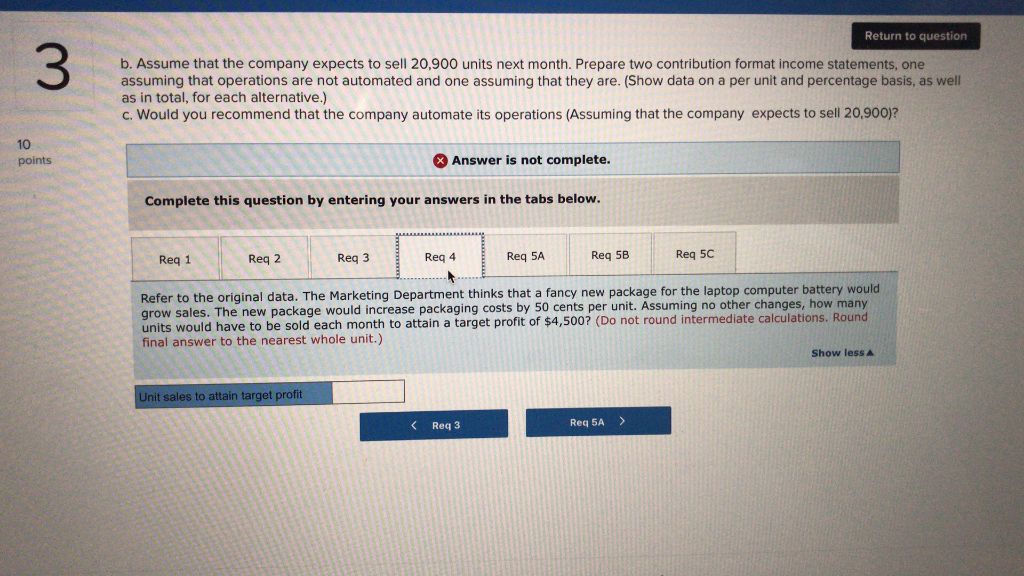 for the most recent month is given below: Sales (13,200 units X