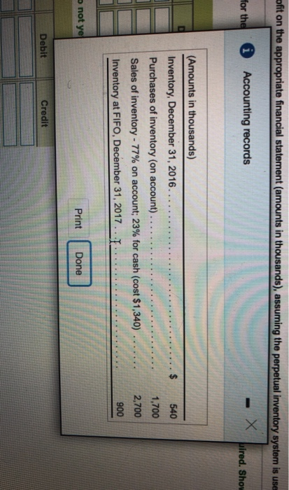  ofit on the appropriate financial statement (amounts in thousands), assuming the