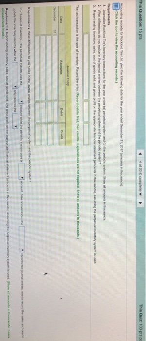 inventory (on account) Sales of inventory - 77% on account: 23% for