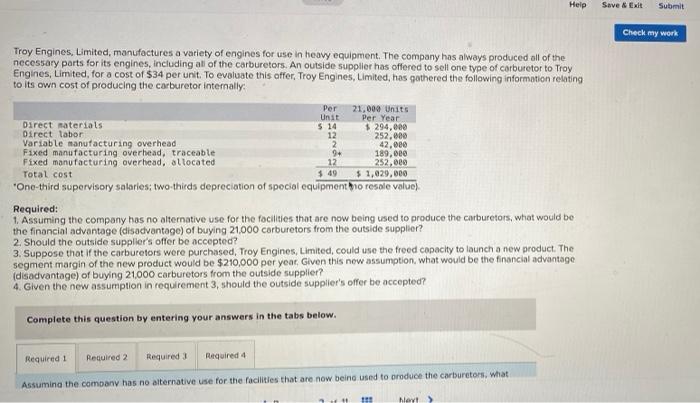  Help Save & EX Submit Check my work Troy Engines, Limited,